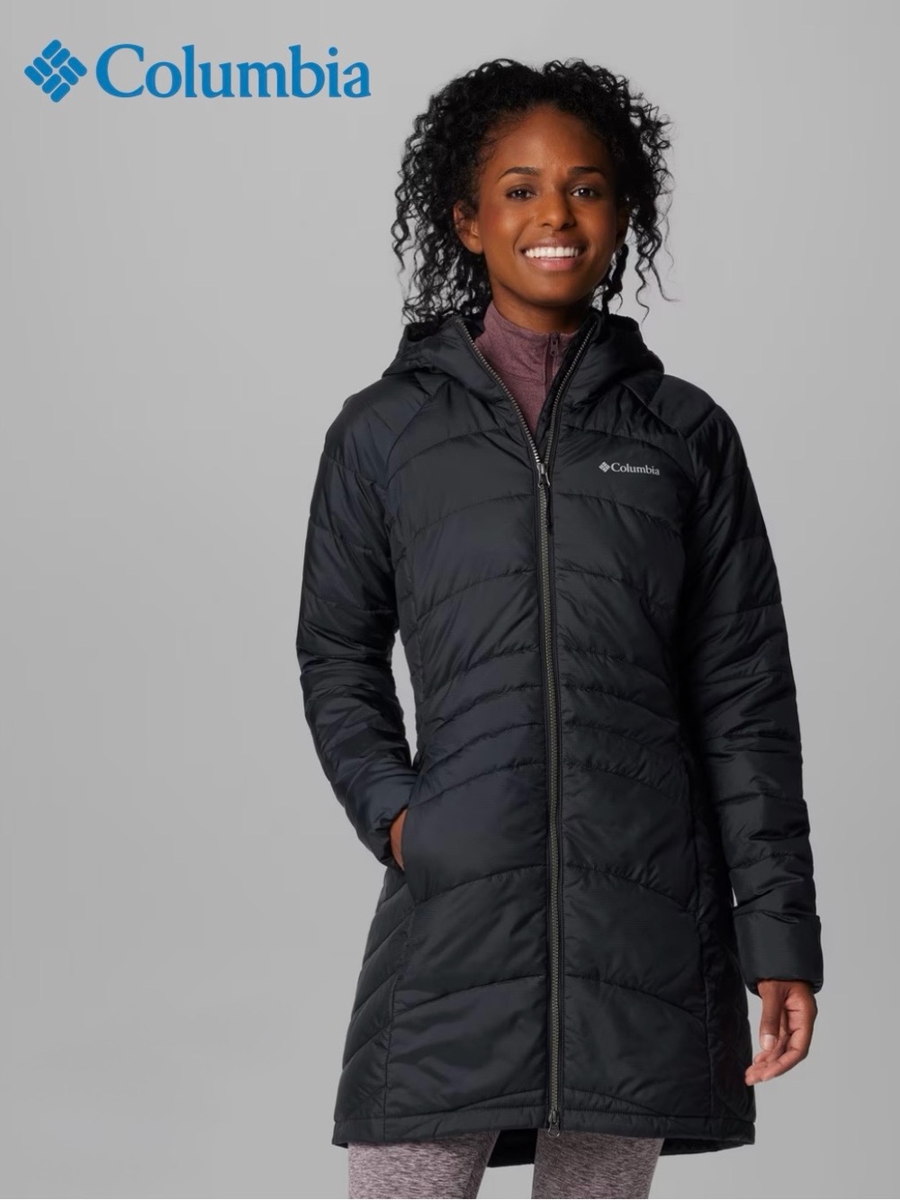 Columbia Women’s Karis Gale II Black Hooded Long Puffer Jacket